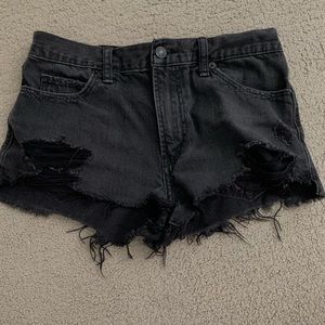Black denim shorts